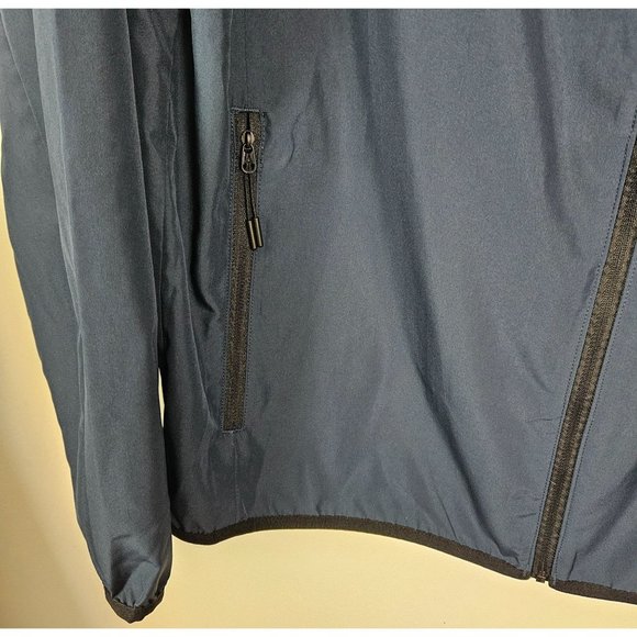 All In Motion Men Jacket Size Large Hooded Blue Lightweight Water Repellent Zip - Picture 3 of 9